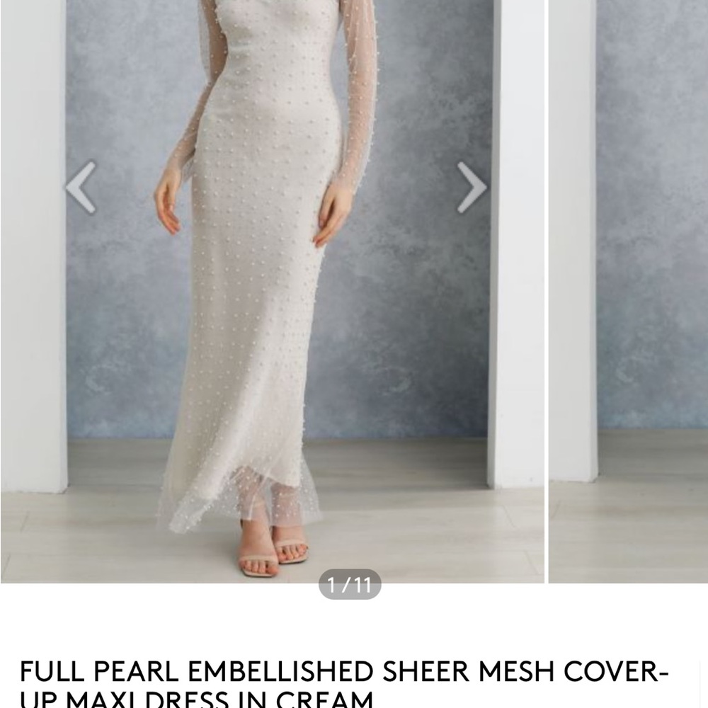 Chicwish Cream Sheer Mesh Maxi Dress